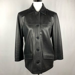 LL Bean Lambskin Leather Button Front Jacket